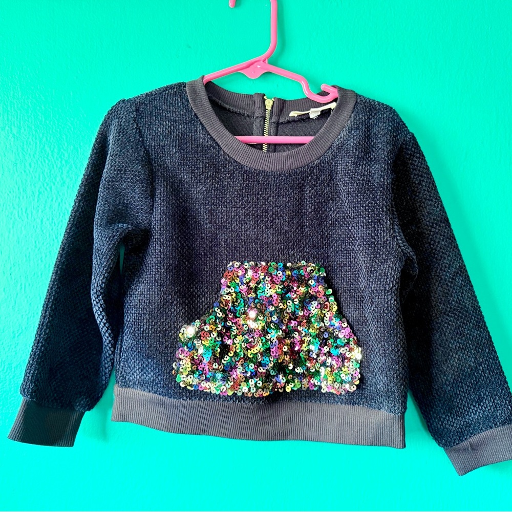 Truly Me Navy Sweater with Colorful Sequins